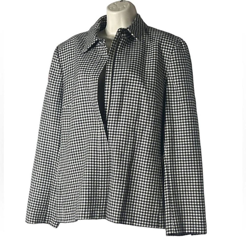 LAUREN RALPH LAUREN HOUNDSTOOTH ZIPPER FRONT JACKET BLAZER SIZE 16